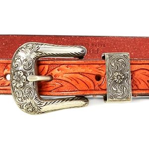 Polo Ralph Lauren western tooled calfskin belt